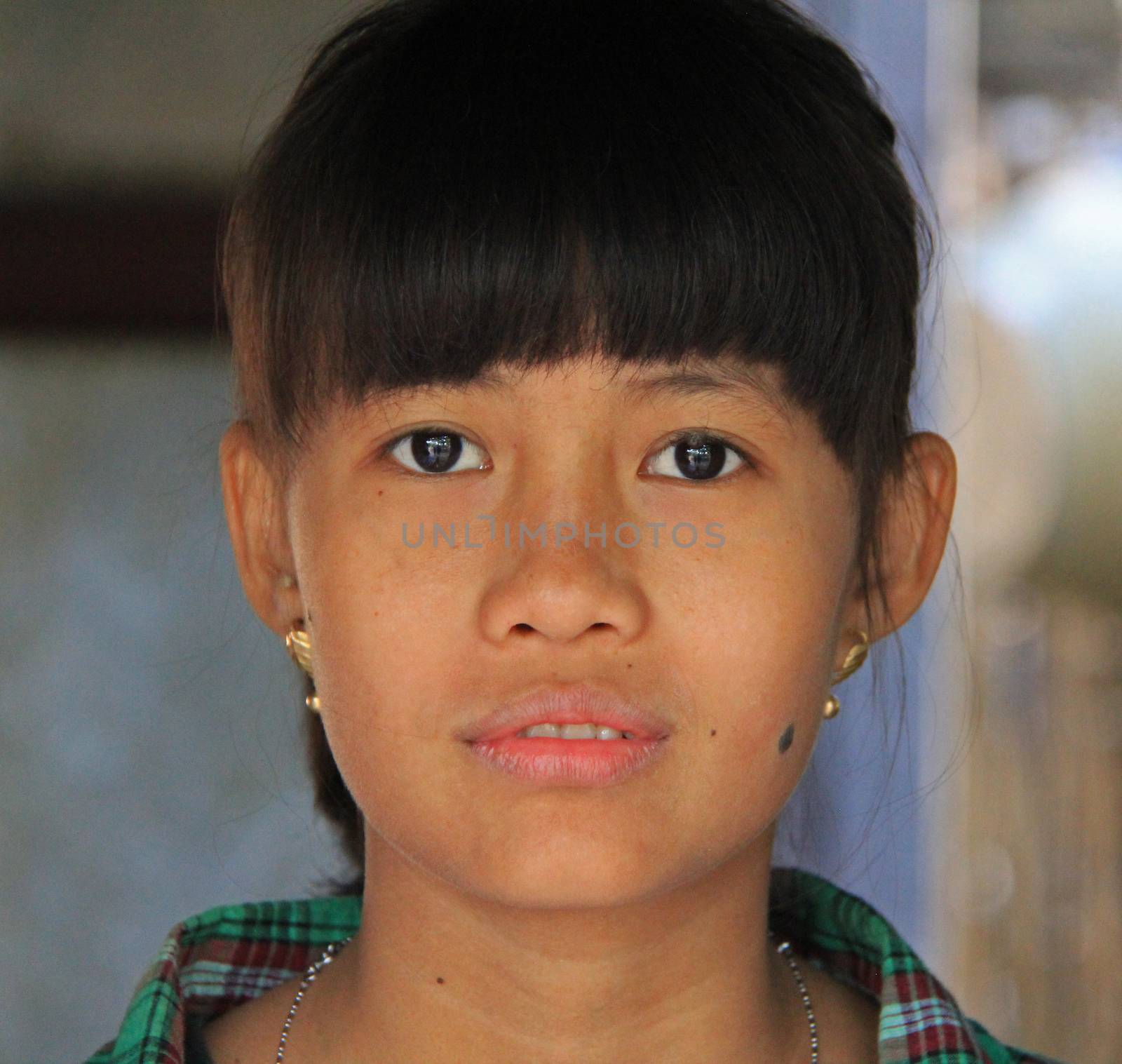 A young lady posing for her portrait in Myanmar Feb 2015 No model release Editorial use only