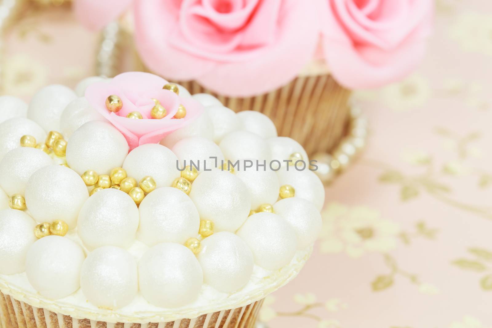 Wedding cupcakes. Copy space composition