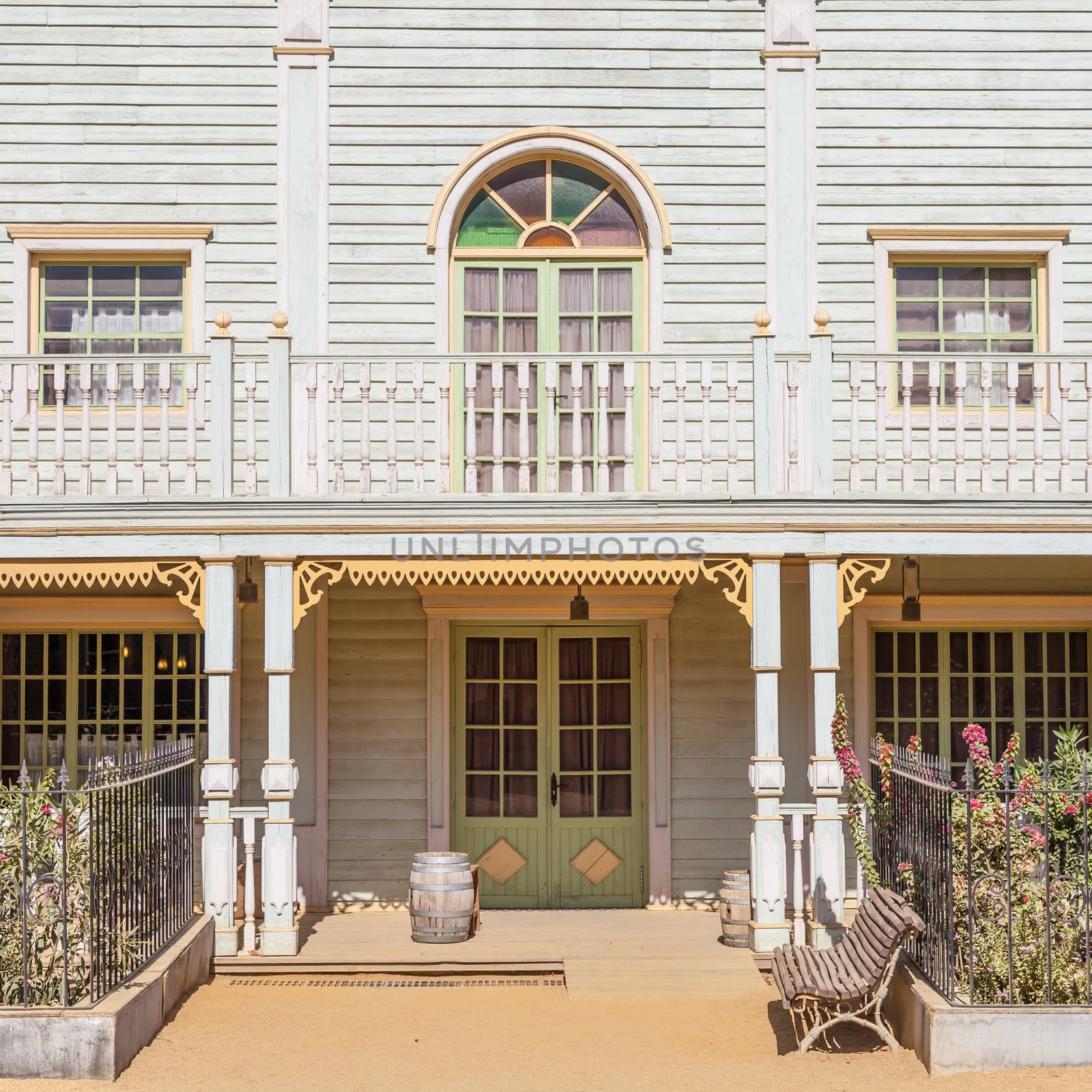 Entrance of a Far West style country house