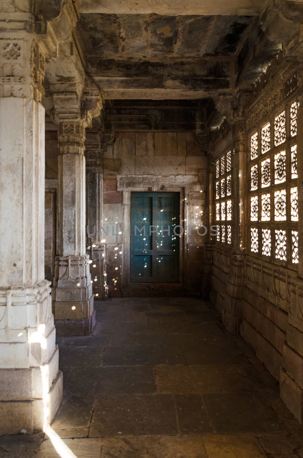 Interior of historic Tomb of Mehmud Begada, Sultan of Gujarat at Sarkhej Roza mosque in Ahmedabad, India