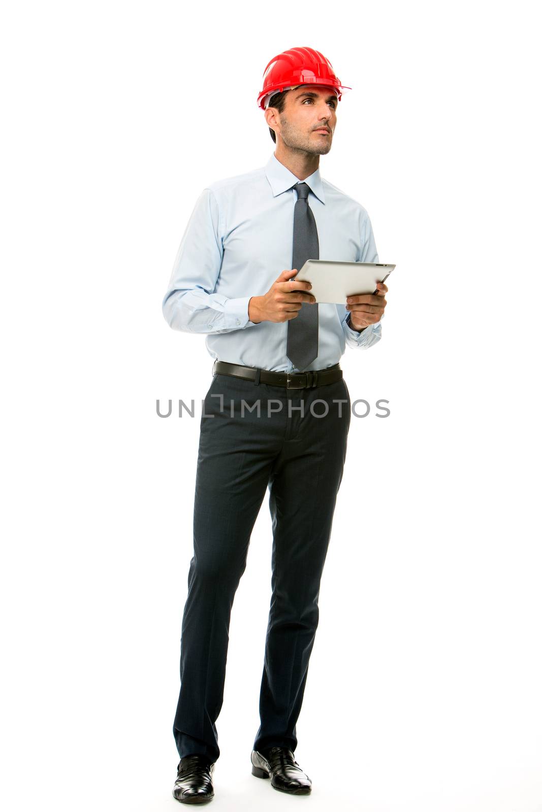 construction supervisor with digital tablet by Flareimage