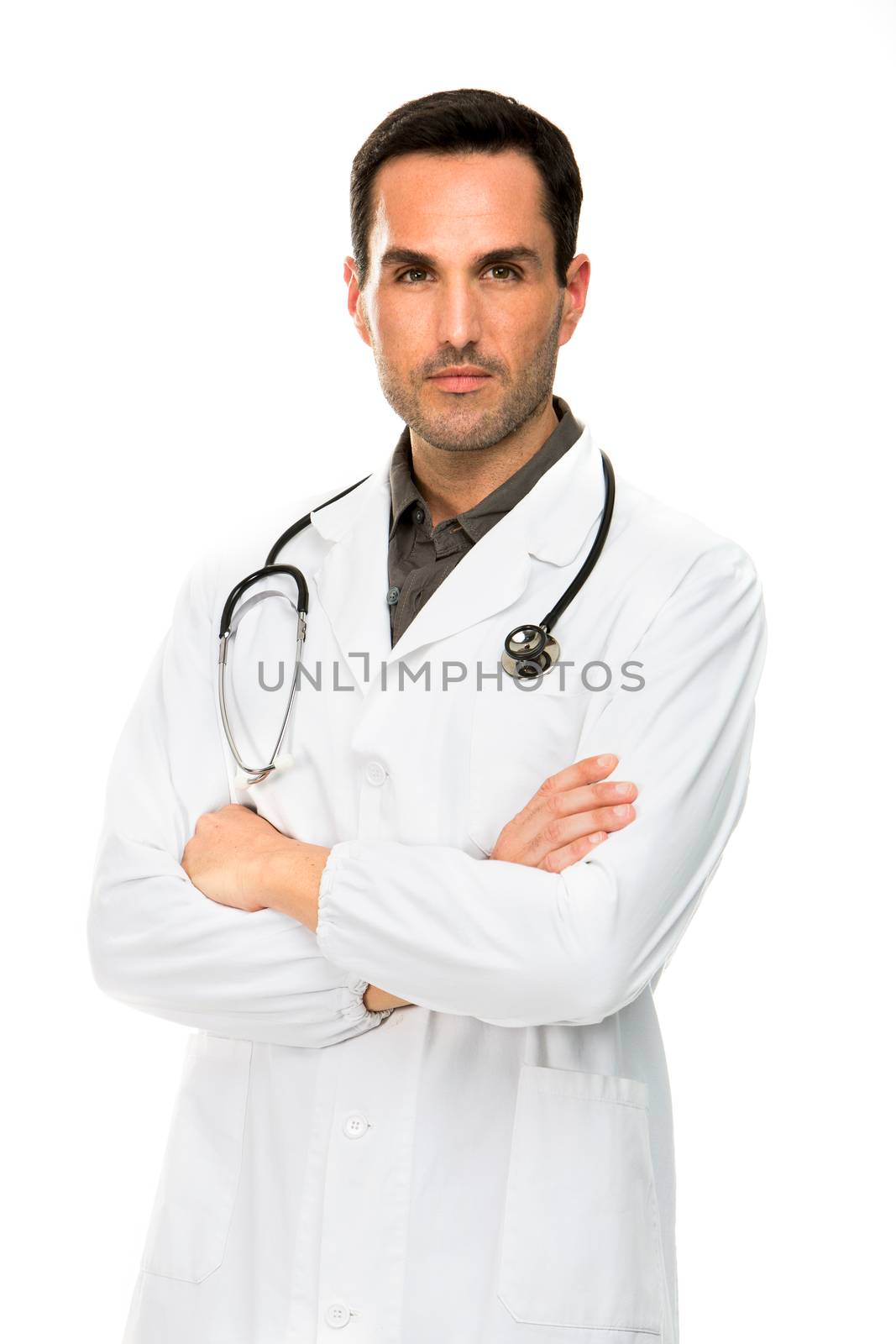 male doctor with stethoscope by Flareimage