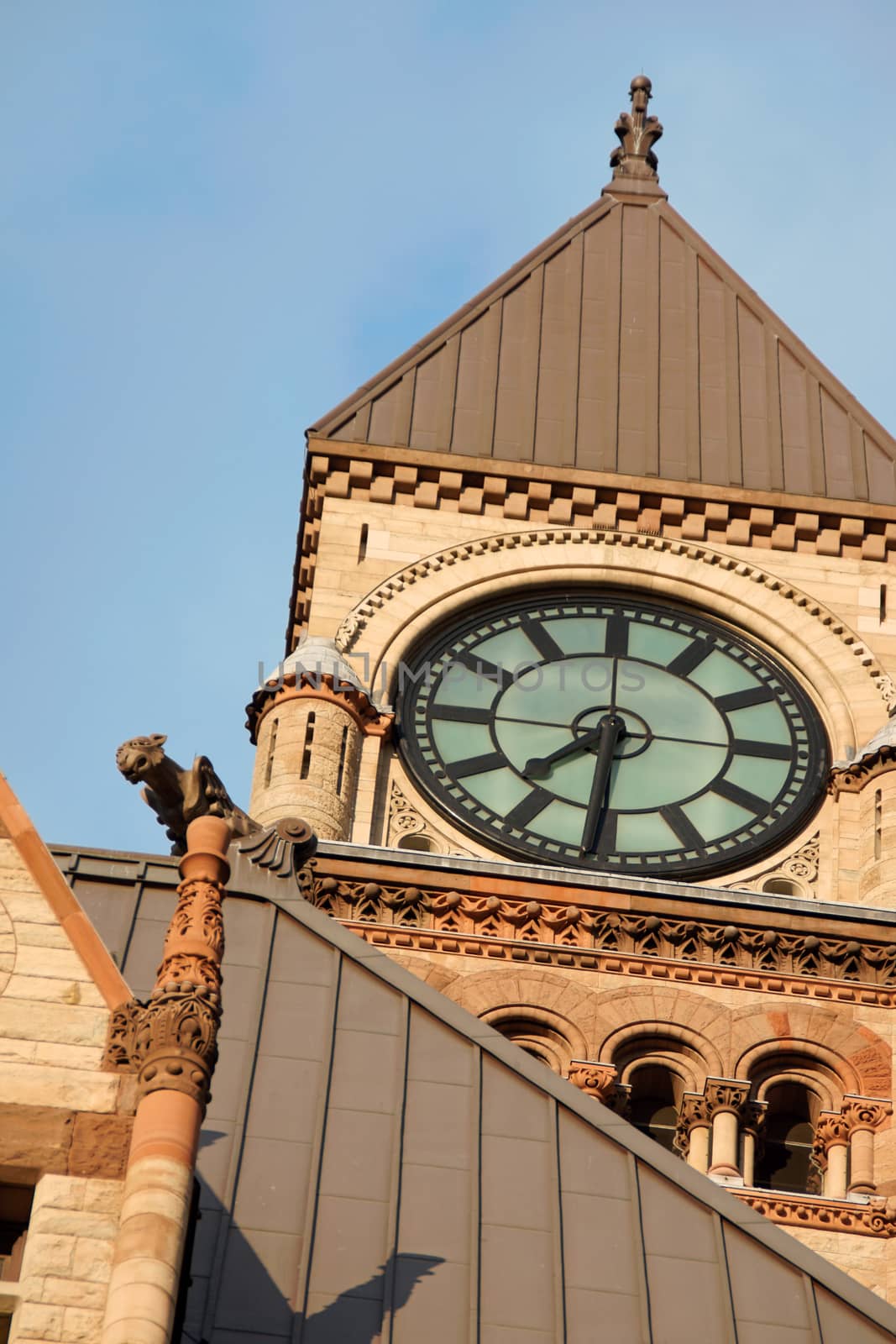Old city hall of Toronto in gothic style under the sunset light