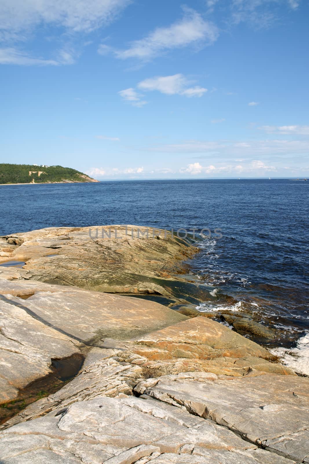 The coast near Tadoussac on river Saint Lawrence. Quebec, Canada.