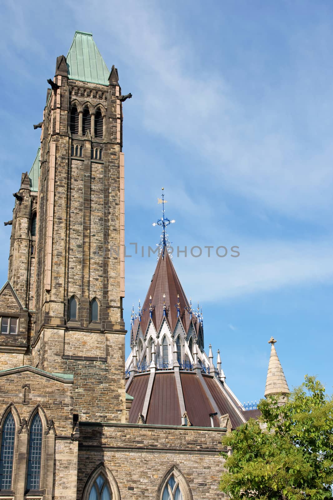 Side view of the main building of Parliament of Canada in Ottawa