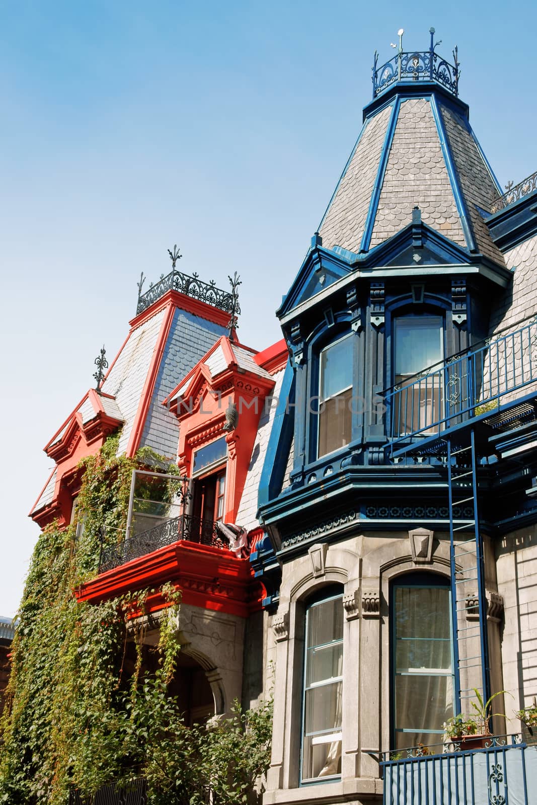 Colorful victorian houses in Montreal