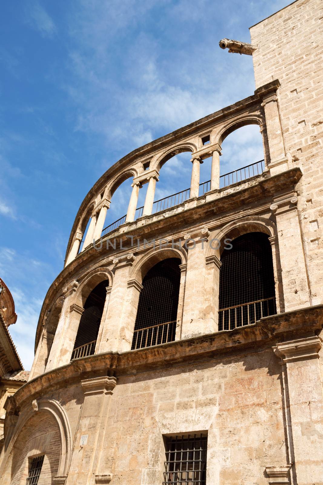 Apse and north transept of Valencia Cathedral dedicated to Virgin Mary. Built between 1252 and 1482 on the site of a mosque and previosly a roman temple dedicated to Diana. The external architecture is composed of many different styles.