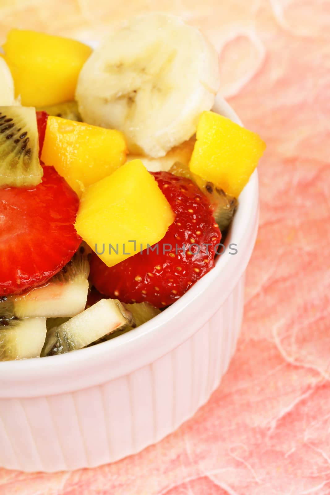 Close-up of an healthy colorful fresh fruit salad