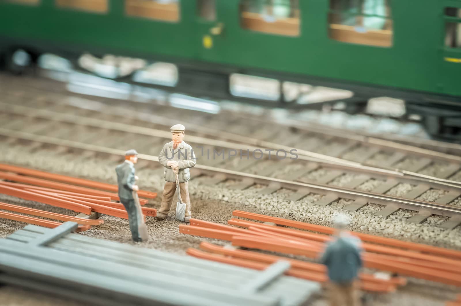 miniature model railroad workers - shallow d.o.f.