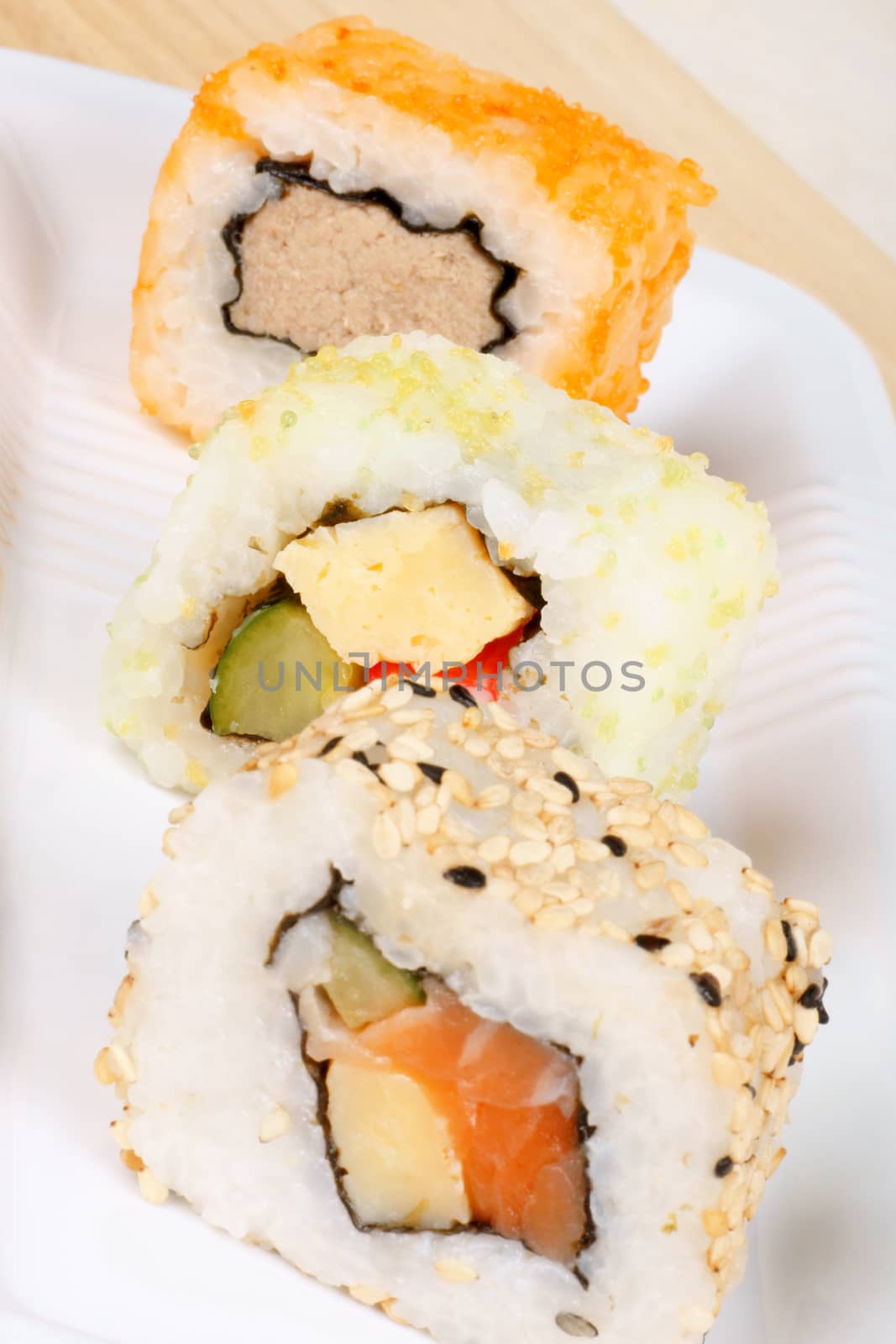 Maki sushi close-up by citylights