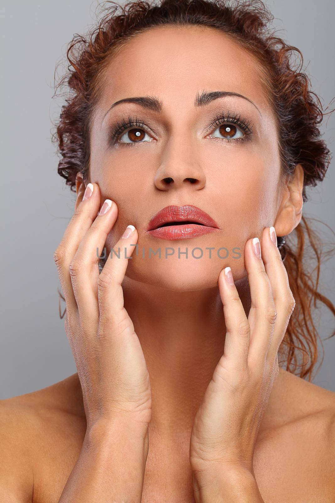 Beautiful middleaged woman with natural makeup