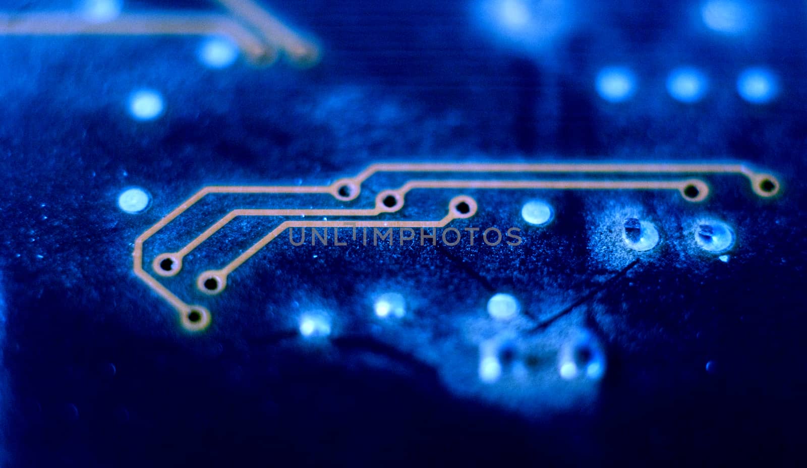 picture of a electronic, circuit, board on blue