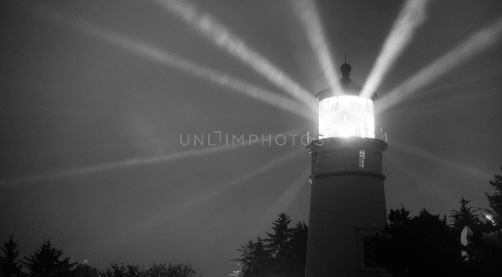 Lighthouse Beams From Lens Rainy Night Pillars of Light by ChrisBoswell