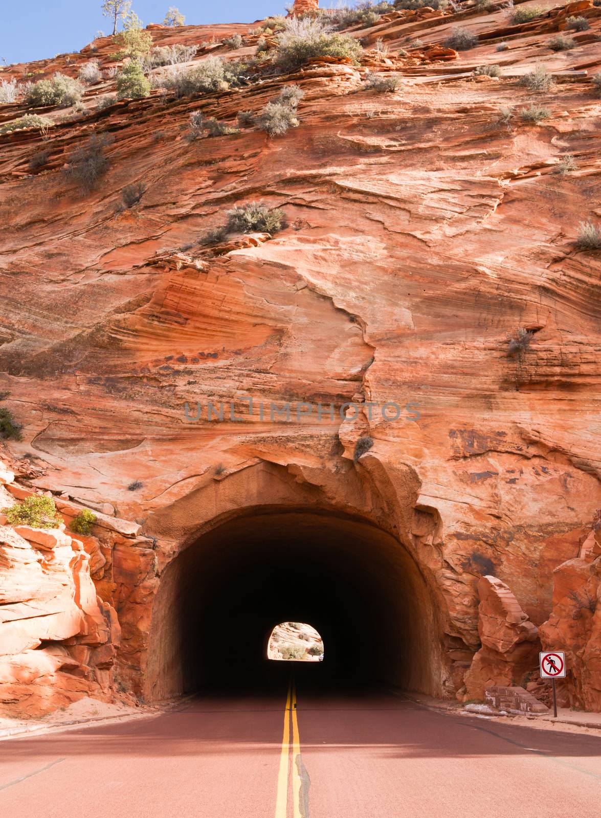 Light shows at the end of the stone tunnel