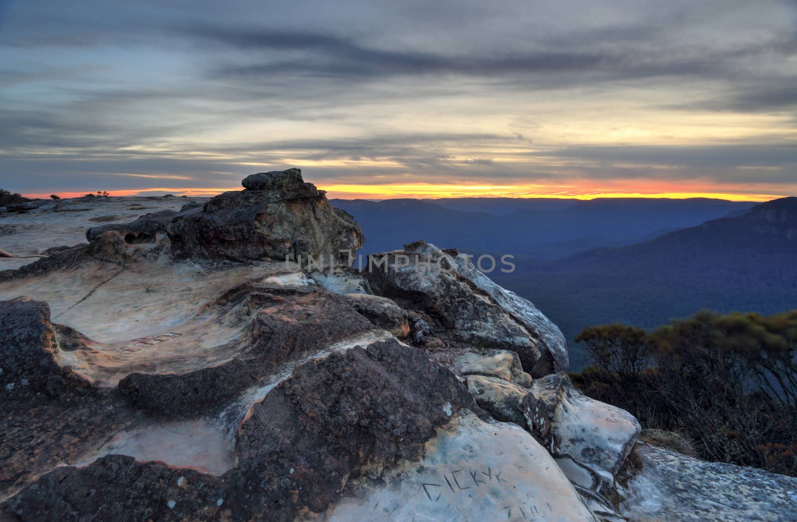 Sunset views from Wentworth Falls, Blue Mountains Australia