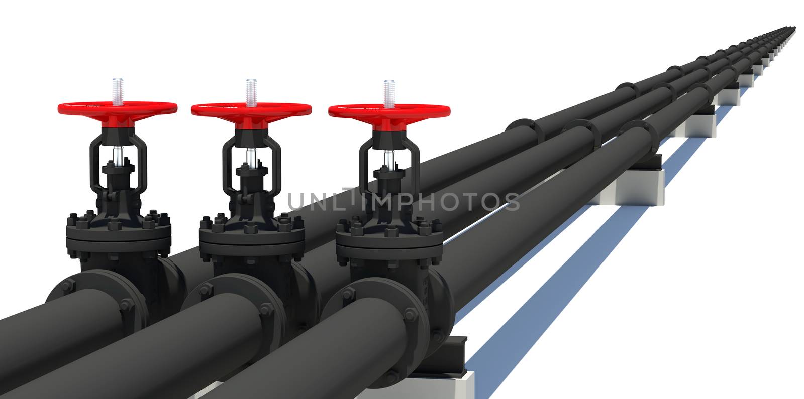 Three black pipes with valves by cherezoff