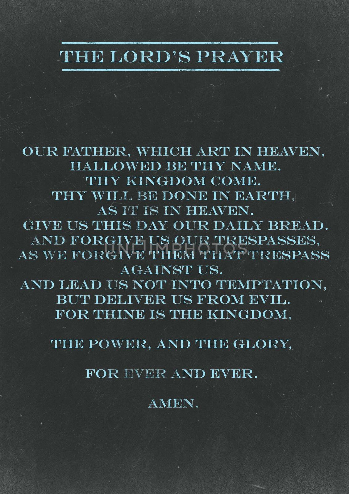 The Loards Prayer hand written on a Chalkboard