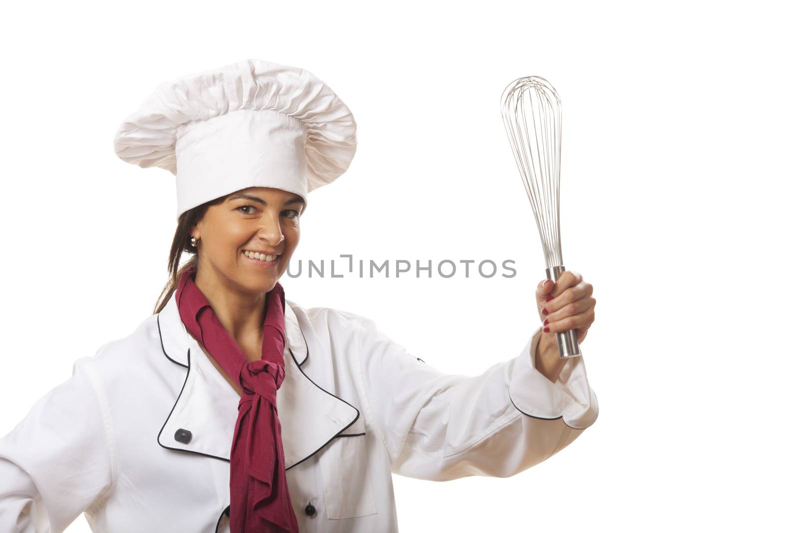 happy cook with an egg whisk