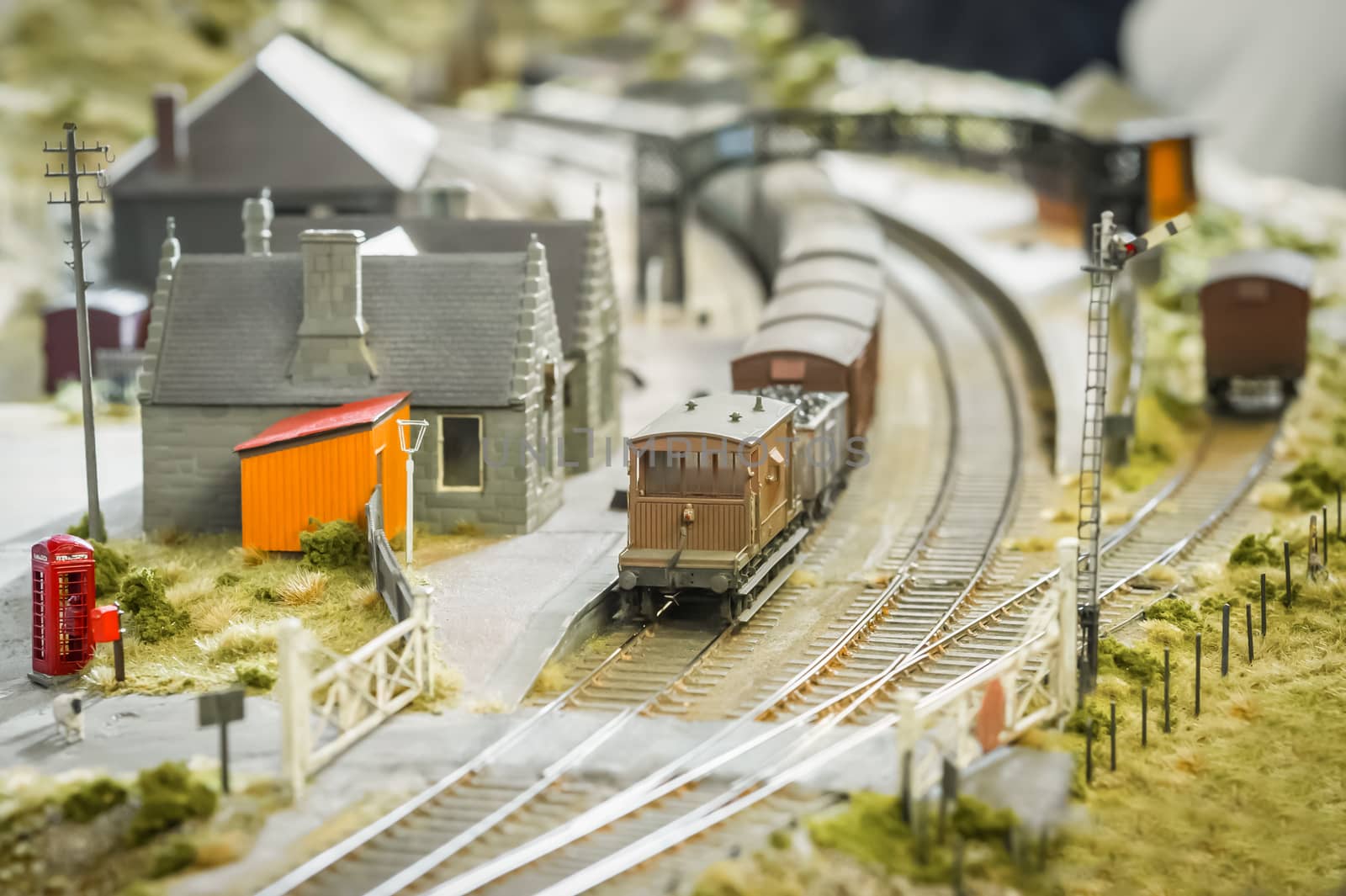 British rural village model railway station - shallow d.o.f.