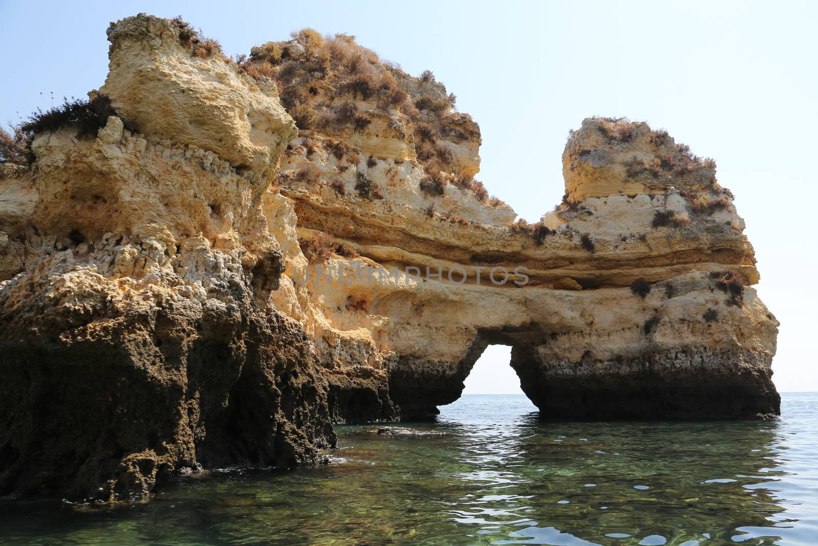 The famous rocks at the coast of Lagos in the Algarve, Portugal