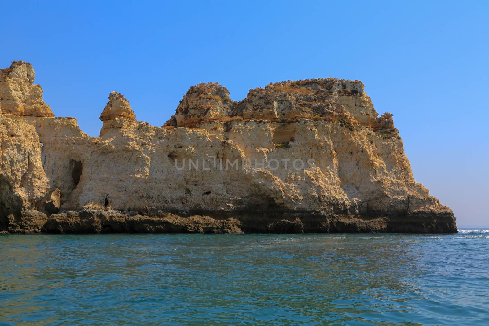 The famous rocks at the coast of Lagos in the Algarve, Portugal