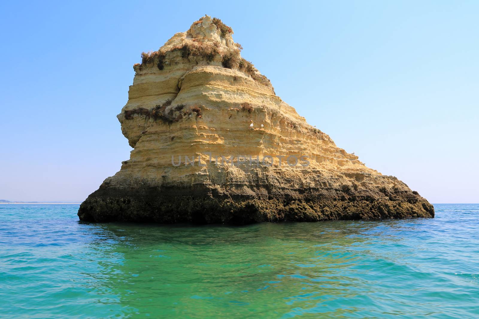 The famous rocks at the coast of Lagos in the Algarve, Portugal