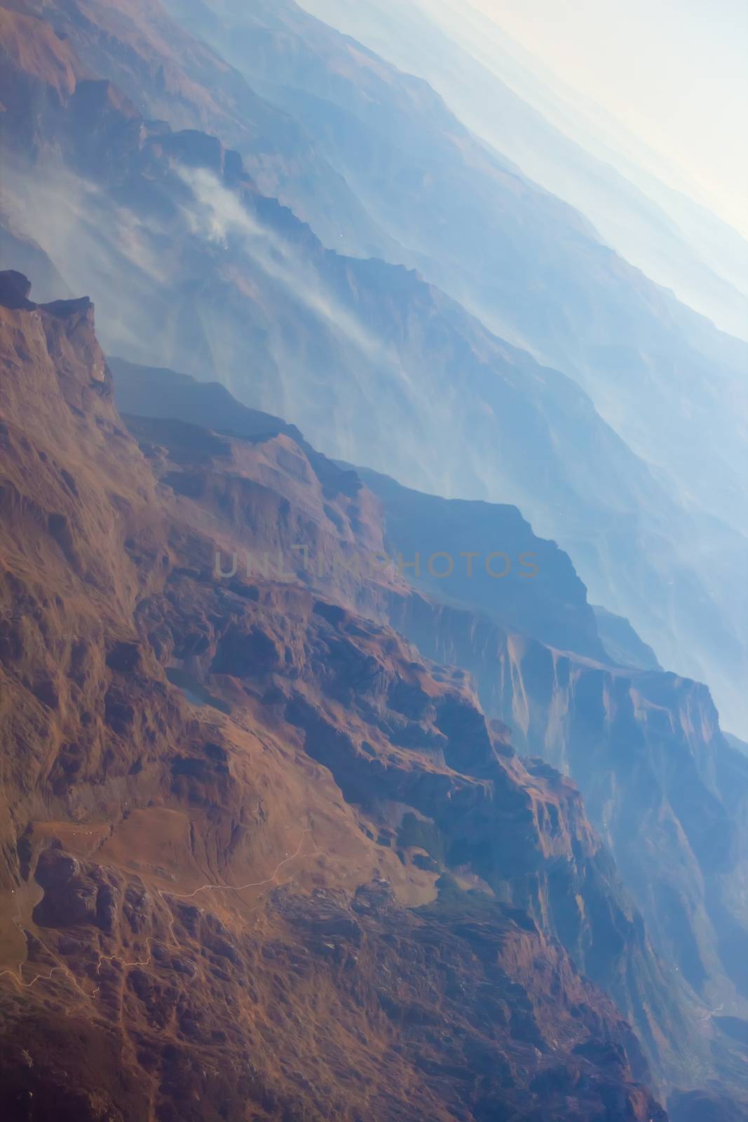 Landscape of Mountain.  view from airplane window by sarymsakov