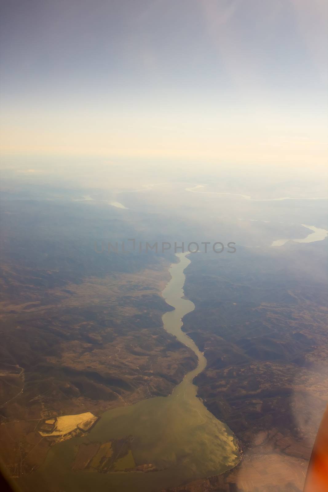 Landscape of Mountain.  view from airplane window by sarymsakov