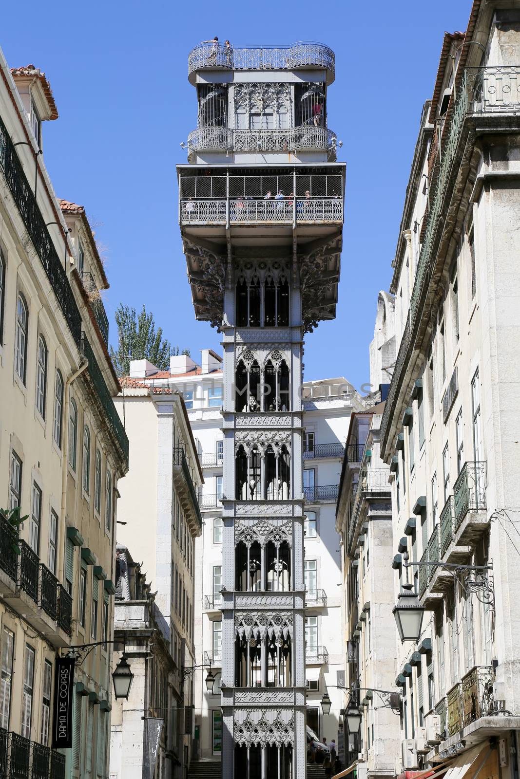 The famous Santa Justa elevator in Lisbon, Portugal