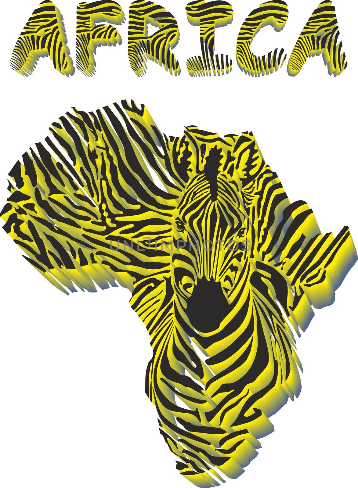 illustration of abstract Africa as a zebra skin and head