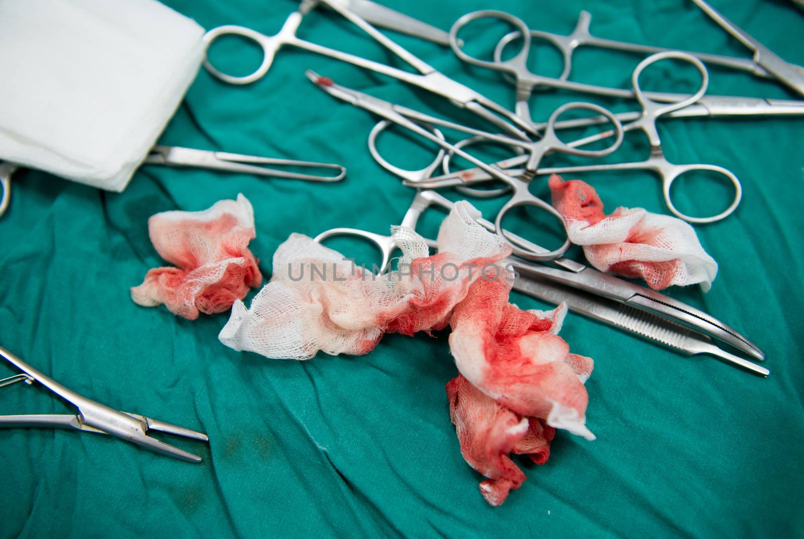 surgery equipment on table in the operating room