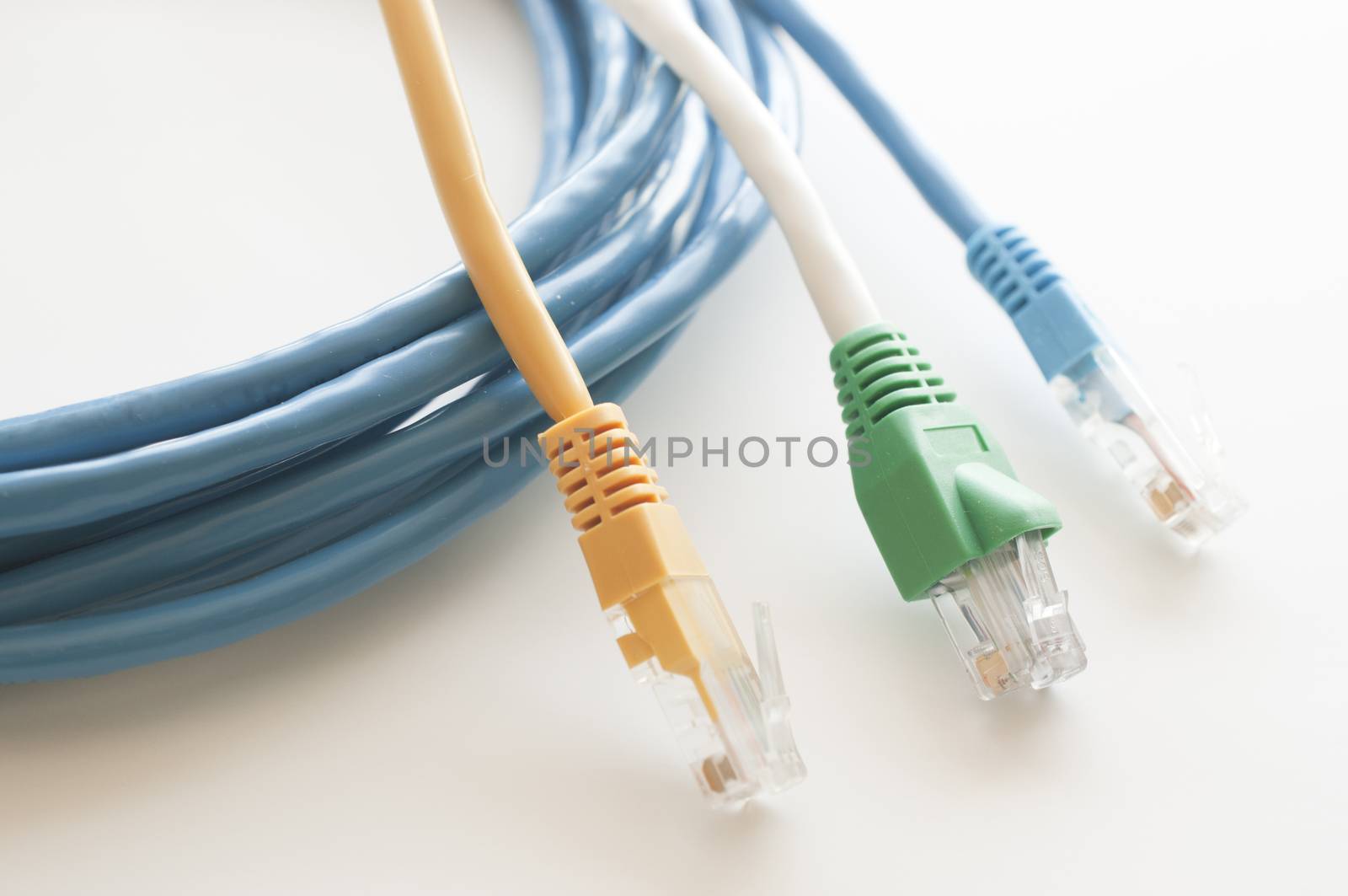 Network Cables one white background