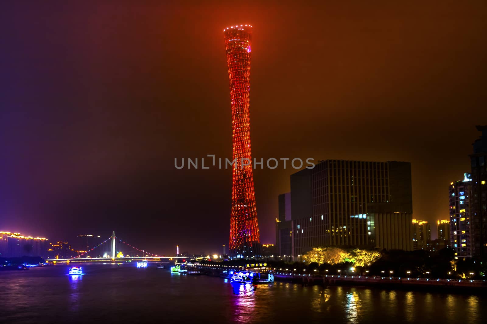 Canton Guangzhou Tower Sports Stadium Pearl River Guangzhoangdong Province China.  