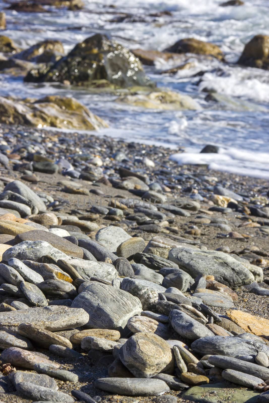 Stone beach in Almunecar, Andalusia, Spain