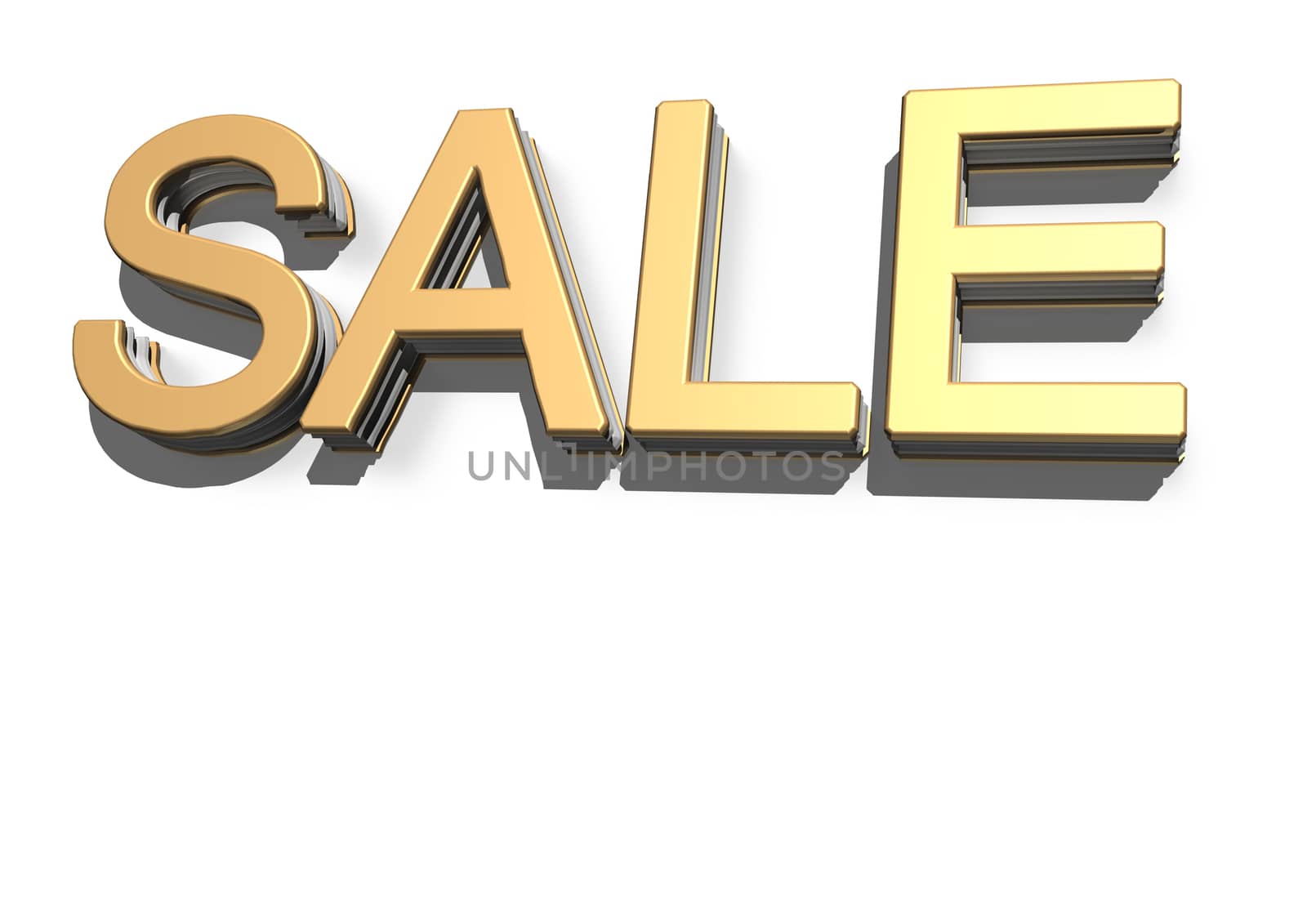 Glossy three-dimensional inscription Sale as a sign.