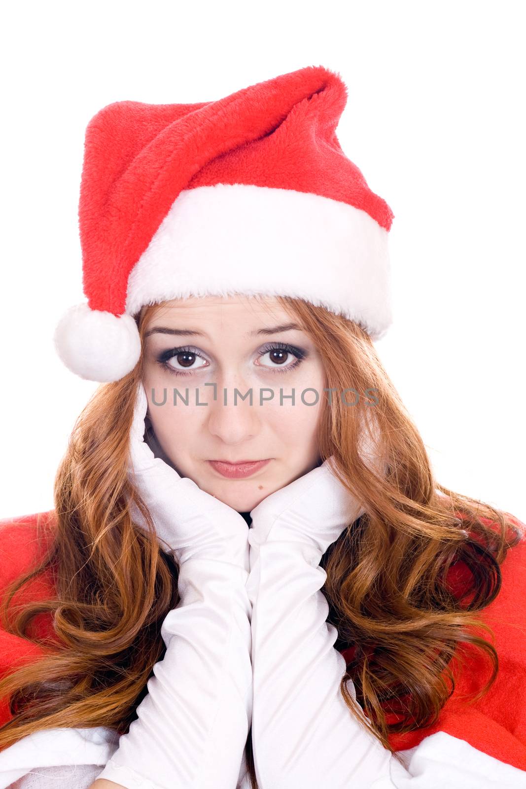 Sad and nice santa isolated on white background