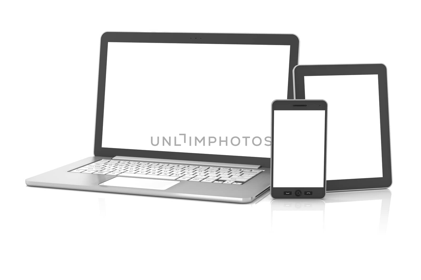 Gadgets including smartphone, smartwatch, tablet and laptop by ymgerman