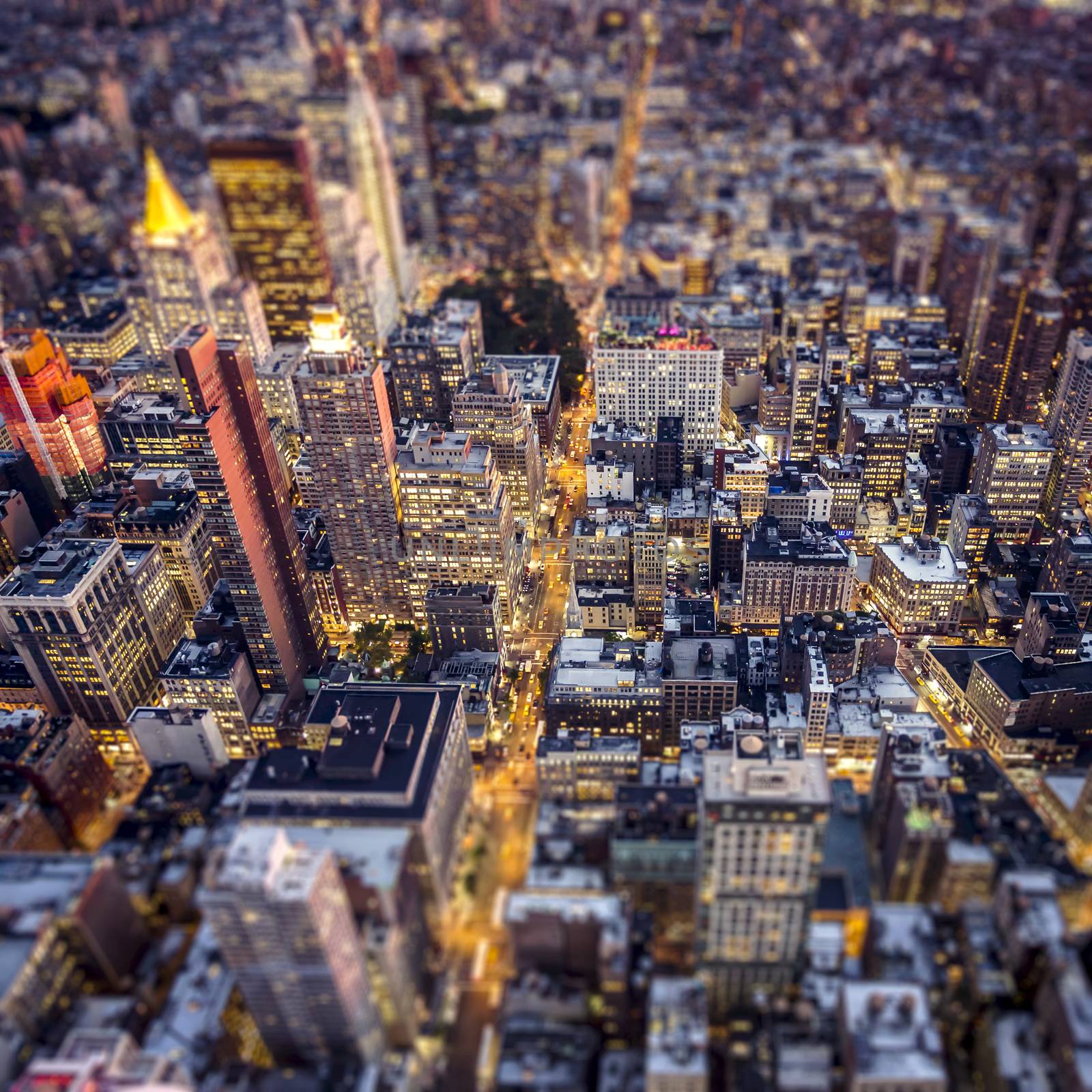 Top view of New York City, Tilt and Shift Blur