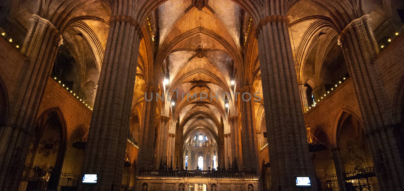 Inside a Cathedral in Barcelona, Spain by valleyboi63