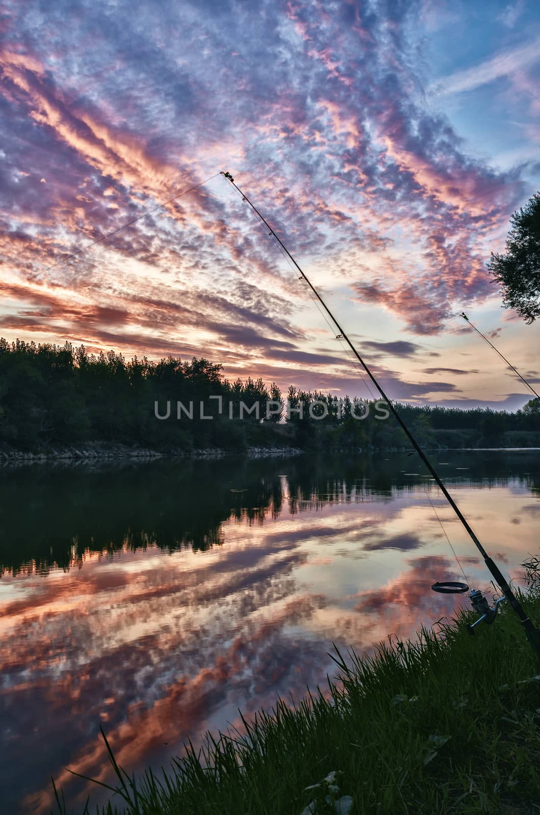 Beautiful evening at the river in Spain