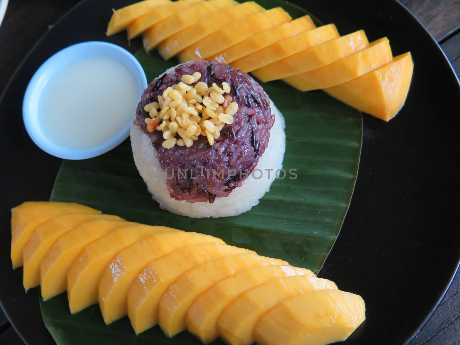 closed up the mango with sticky rice, thai dessert