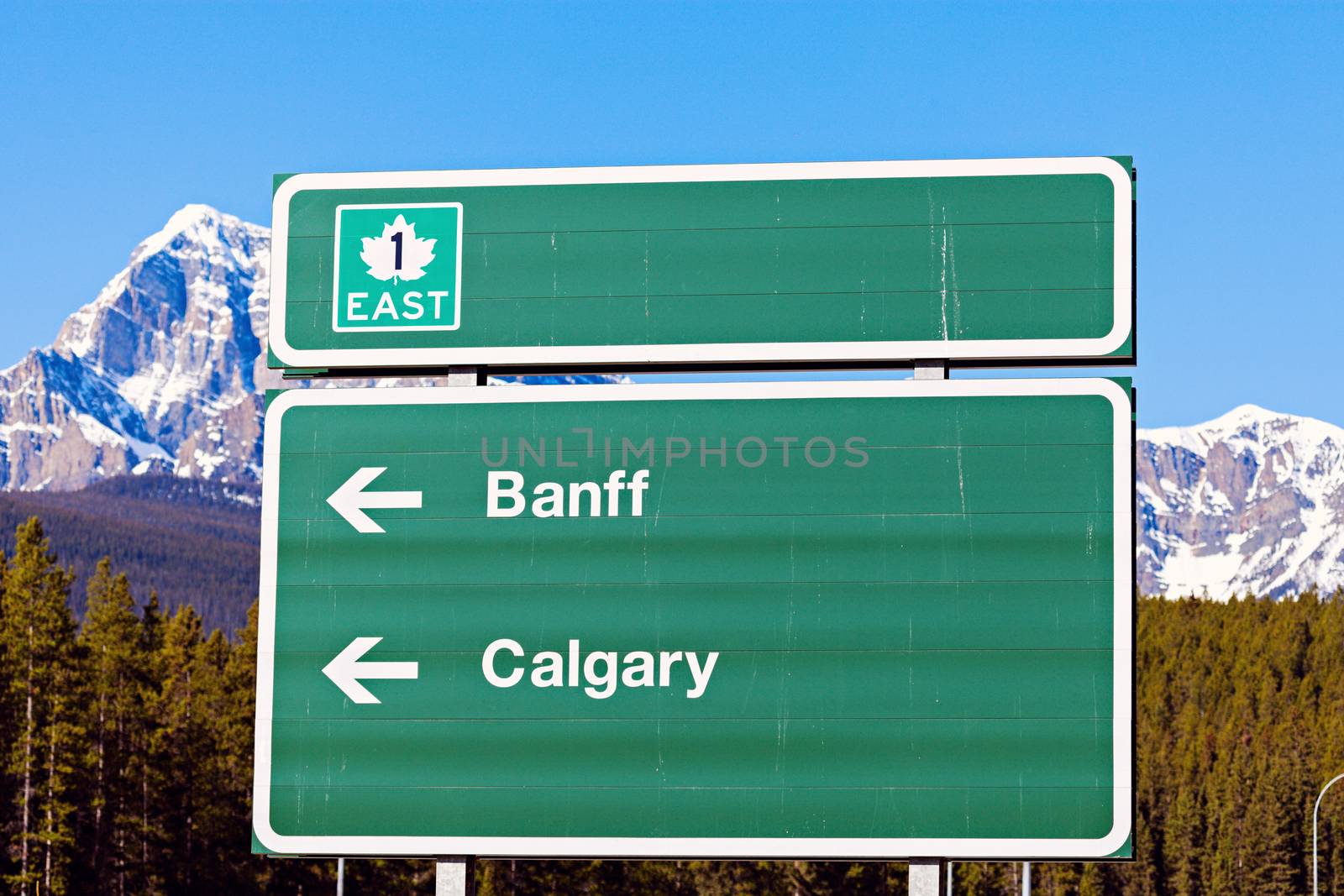 Sign in Banff National Park. Alberta, Canada.