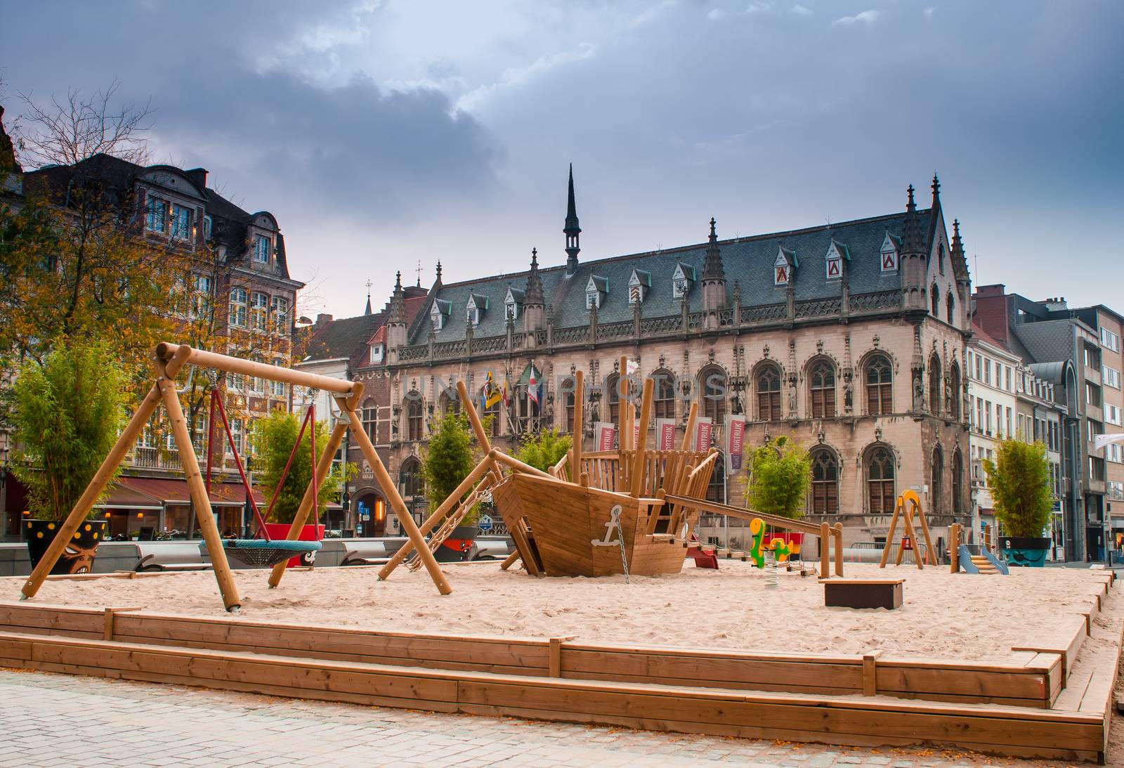 Abandoned playground in the city of Kortrijk