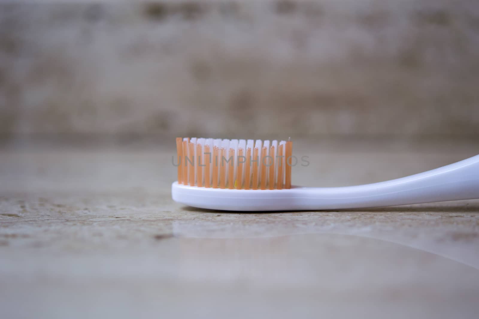 Toothbrush in macro view with blurred background