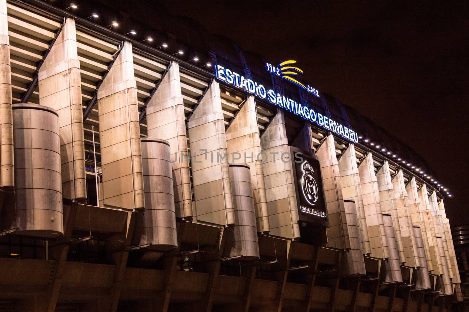 Santiago Bernabeu Stadium Madrid in the night