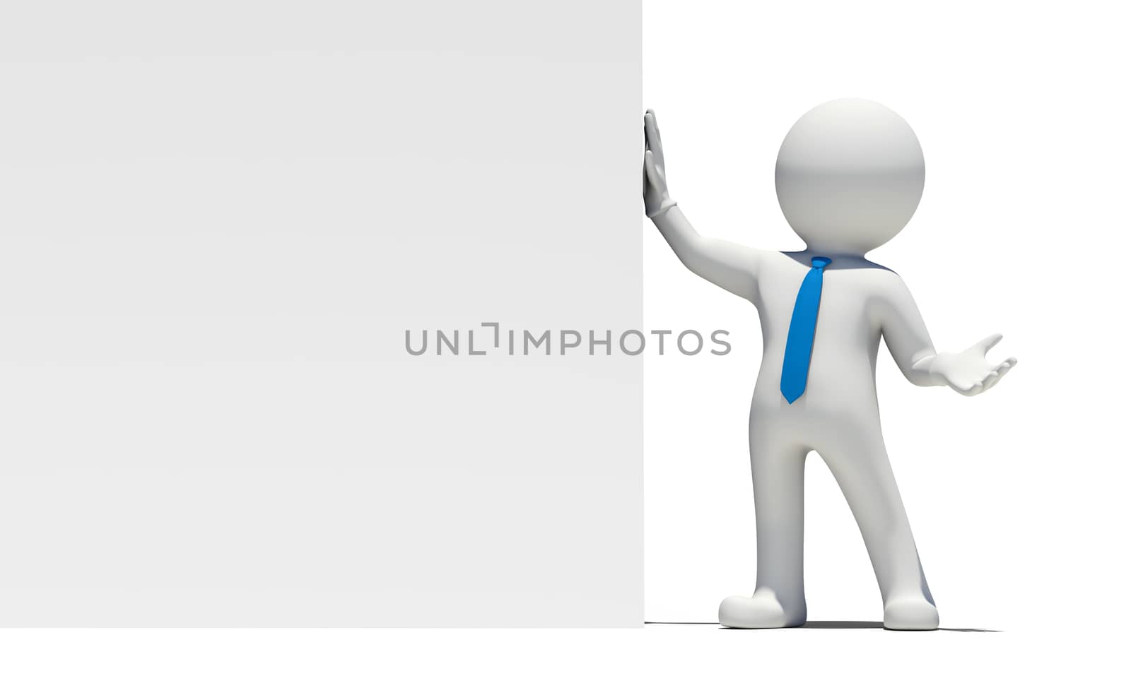 White man with blue tie holds white wall by cherezoff