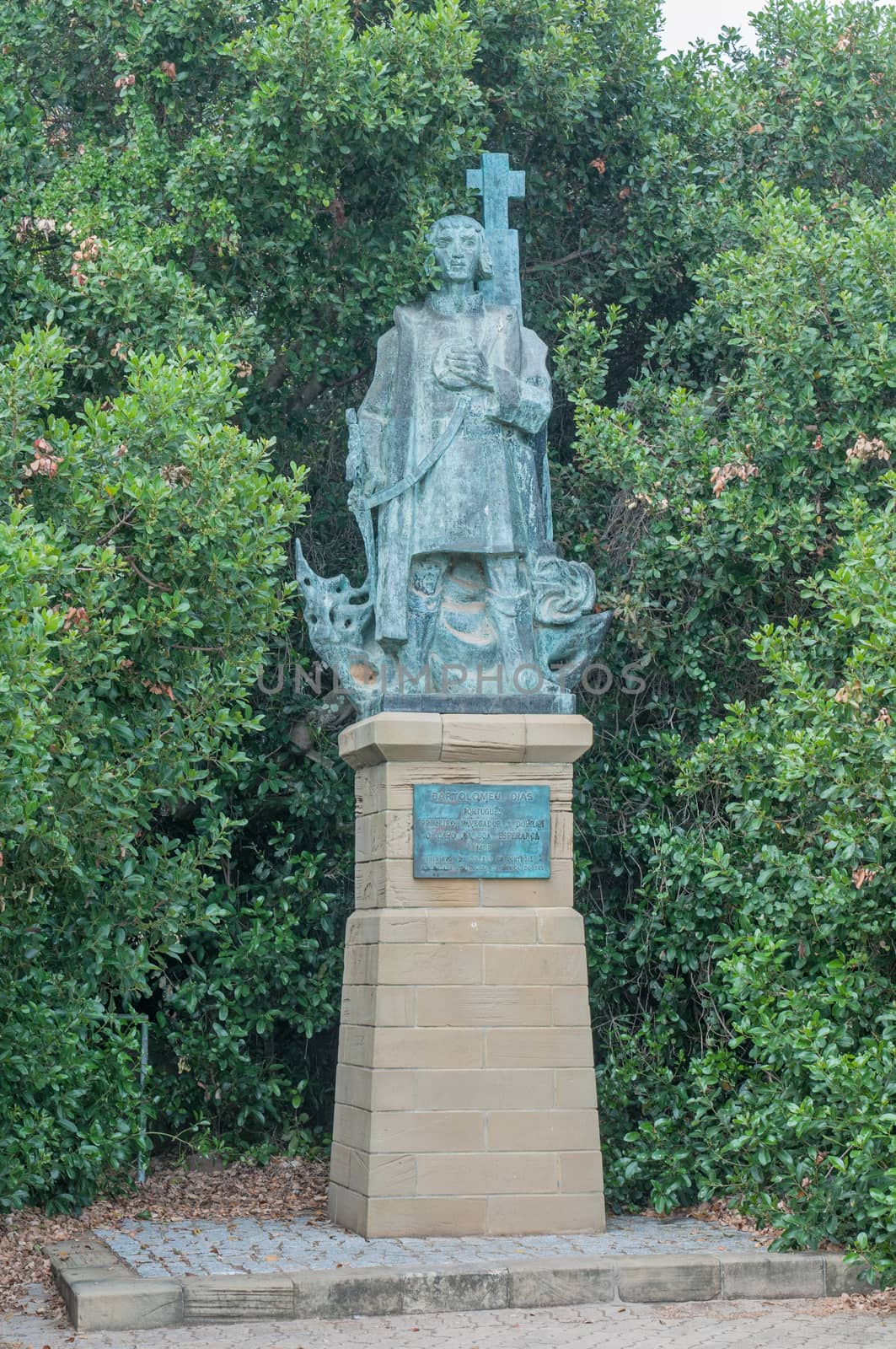 MOSSELBAY, SOUTH AFRICA - DECEMBER 30, 2014: Bronze statue of Bartolomeu Dias at the Dias Museum. Dias arrived at the Bay of Saint Blaise, later renamed Mosselbay, on 4 February 1488