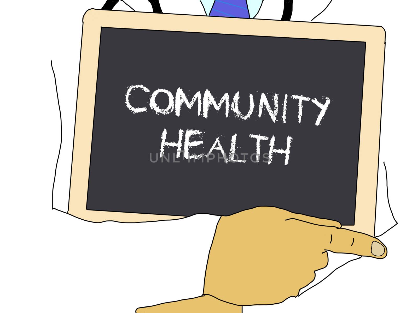 Illustration: Doctor shows information: Community health by gwolters