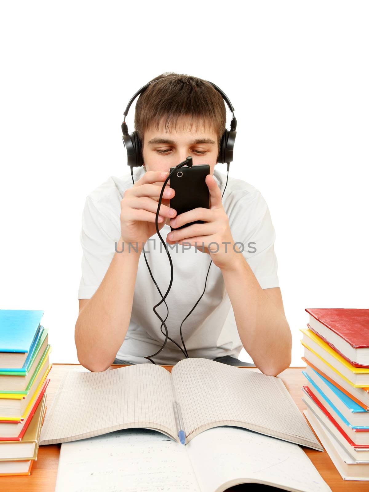 Bored Student in Headphones by sabphoto