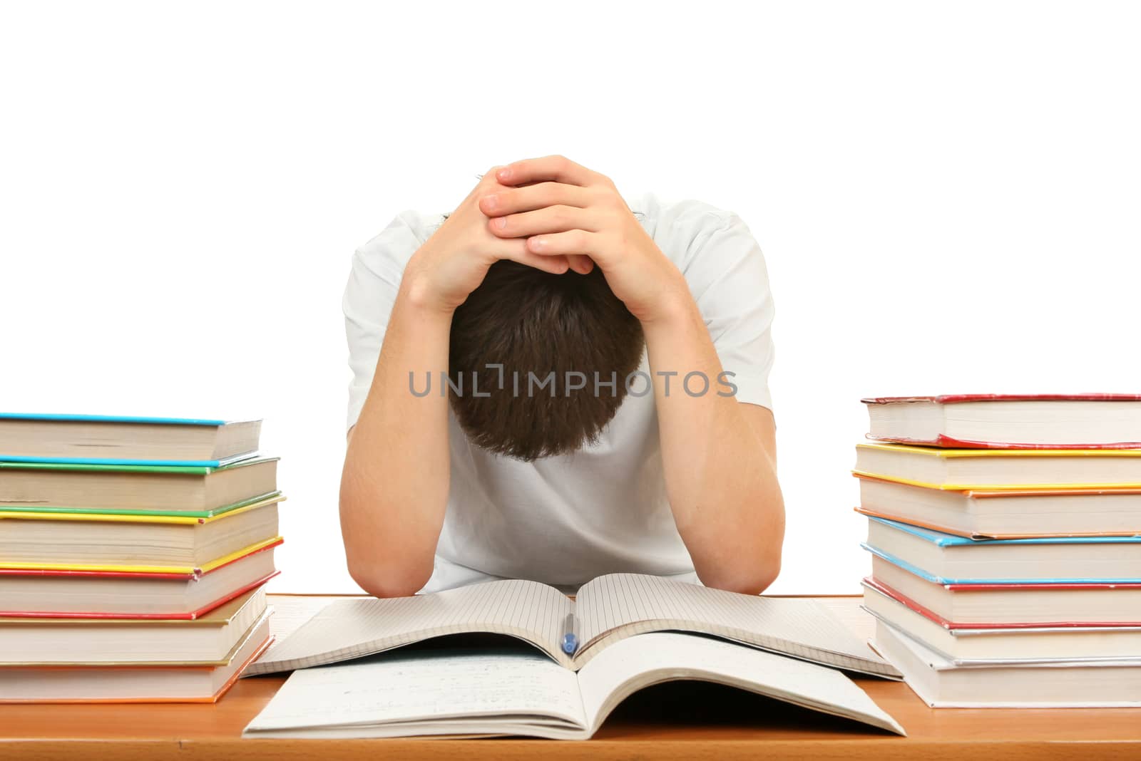 Sad Student with a Books by sabphoto
